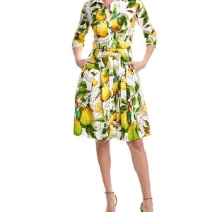 SAMANTHA SUNG Yellow Green Pleated  Sleeve Dress